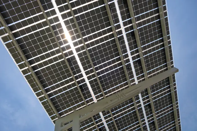 Solar carport view from bottom